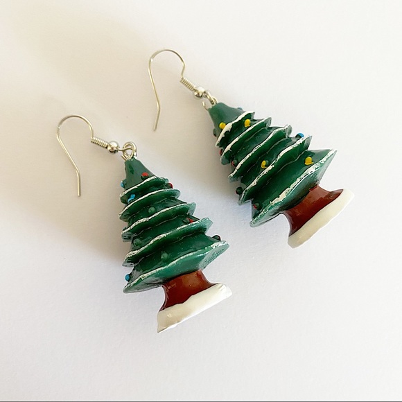 Handmade Retro Vintage Style Christmas Tree Charm Earrings - Picture 3 of 3